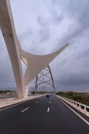 Detail of the tensioners of a highway viaduct to enter Cordoba.の写真素材