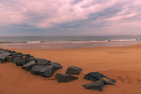 Praia da Rocha in the city of Portimao, on the Atlantic Ocean, Algarve.の写真素材