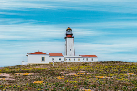 Berlenga Lighthouse, in the natural reserve of the Berlengas archipelago, near Peniche.の写真素材