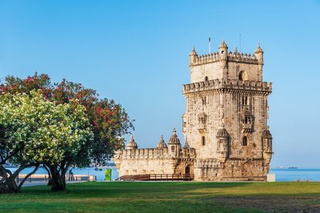 BelÃ©m Tower on the Tagus River estuary in Lisbon.のeditorial素材