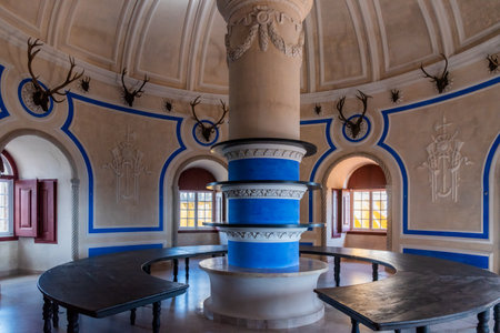 Living room inside the Pluma Palace, Quinta da Pena, Sintra.のeditorial素材
