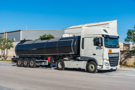 Tanker truck for the transport of dangerous goods.の写真素材