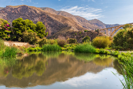 Landscape of the Guadalfeo River in the province of Granada near the coast.の写真素材