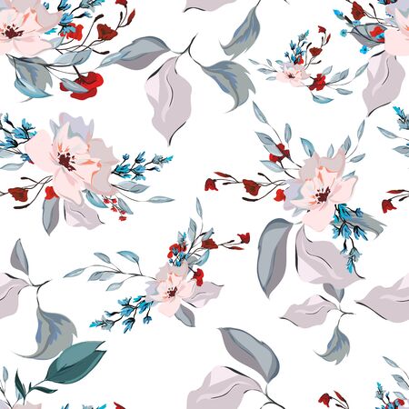 floral watercolor patterns. print Wallpaper to portray. hand-drawn paints. living material.のイラスト素材