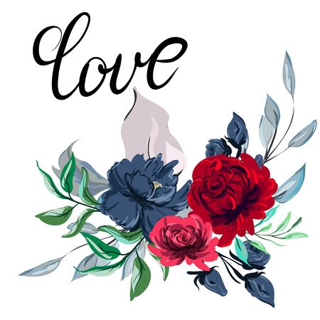 watercolor flower arrangements, wreath decorating design. greeting cards banner print invitation.のイラスト素材