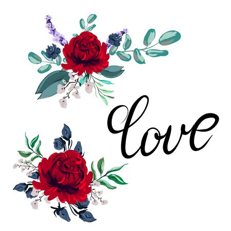 watercolor flower arrangements, wreath decorating design. greeting cards banner print invitation.のイラスト素材
