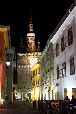Nightview  of Sighisoara , on full moonのeditorial素材