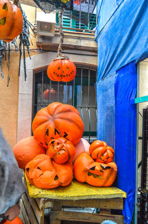 Fiesta Major de Gracia, Carrer Fraternitat de baix, Barcelona, Spain - August 2019. Decorated streets of Gracia districtのeditorial素材