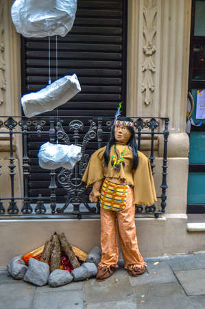 Fiesta Major de Gracia, Carrer Joan Blanques de baix, Barcelona, Spain - August 2019. Decorated streets of Gracia districtのeditorial素材