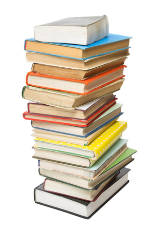 Stack of colorful books isolated on white background. Back to school. Copy space for text.の写真素材
