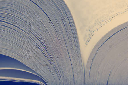 Macro view of book pages. Toned imageの写真素材