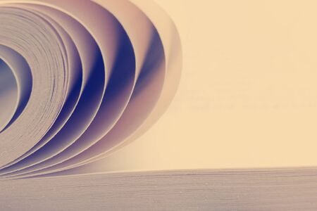 Macro view of book pages. Toned imageの写真素材