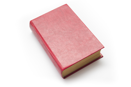 Blank red hardcover book on white background with copy space.の写真素材