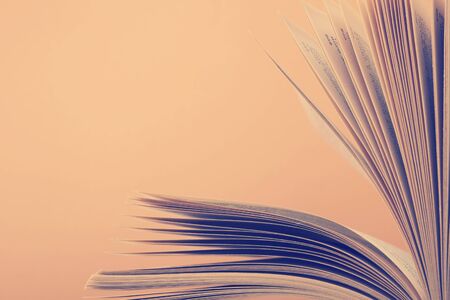 Macro view of book pages. Toned imageの写真素材