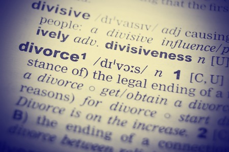 Dictionary definition of the word Divorce. Toned  Image.の写真素材
