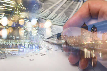 Finance, banking concept. Euro coins, us dollar banknote close-up. Abstract image of Financial...