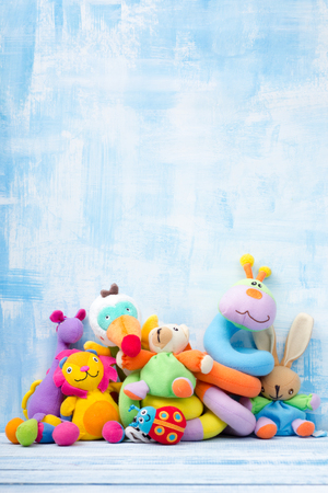 Set of colorful Kids toys frame. Copy space for textの写真素材