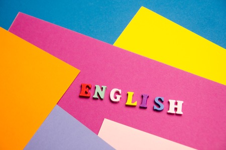 English word composed from colorful abc alphabet block wooden letters, copy space for ad text. Education concept.の写真素材