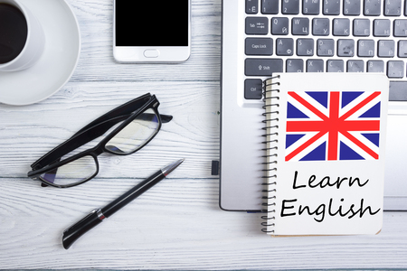Learn English concept. Time to Learning languagesの写真素材