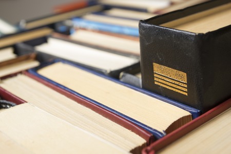 Stack of books background. many books piles.の写真素材