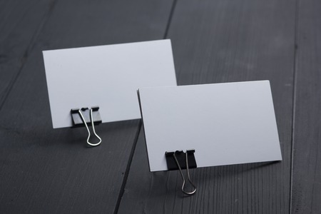 Business cards Mockup on color background. Flat Lay. copy space for textの写真素材