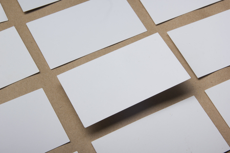 Business cards Mockup on color background. Flat Lay. copy space for textの写真素材