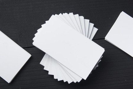 Business cards Mockup on color background. Flat Lay. copy space for textの写真素材