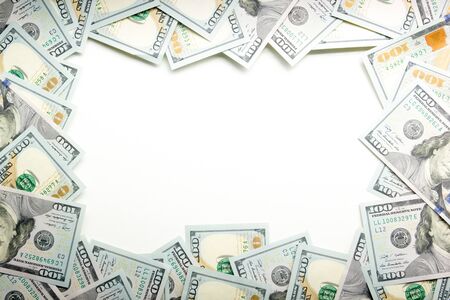 money background. american hundred dollar bills. copy spaceの写真素材