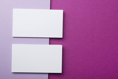 Business cards Mockup on color background. Flat Lay. copy space for textの写真素材