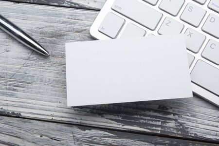 Business cards blank. Mockup on color background. Flat Lay. copy space for text