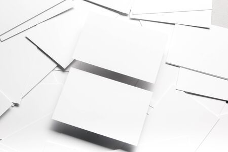 Business cards blank. Mockup on color background. Flat Lay. copy space for textの写真素材