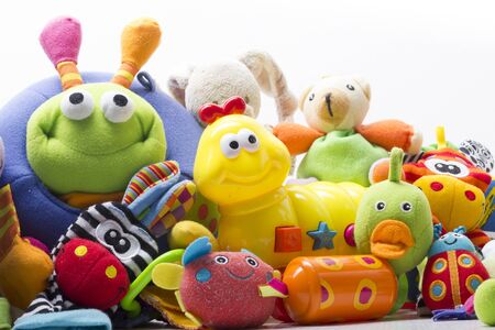 Kid toys background. Copy space for textの写真素材