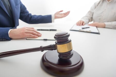 Law, advice and Legal services concept. Lawyer and attorney having team meeting at law firm.の写真素材