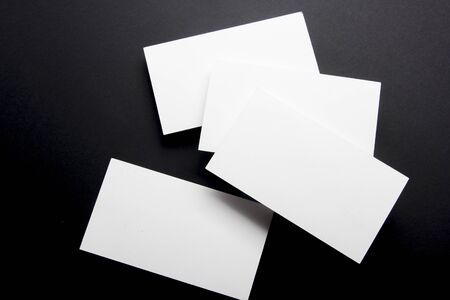 Business cards blank. Mockup on color background. Flat Lay. copy space for text.の写真素材