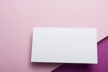 Business cards Mockup on color background. Flat Lay. copy space for textの写真素材