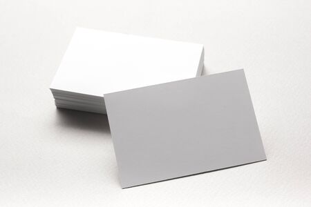 Business cards blank. Mockup on color background. Flat Lay. copy space for textの写真素材