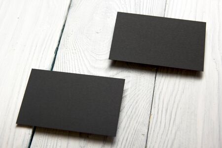 Business cards blank. Mockup on color background. Flat Lay. copy space for text.の写真素材
