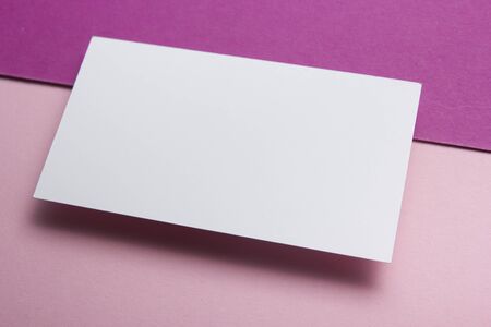 Business cards Mockup on color background. Flat Lay. copy space for text.の写真素材