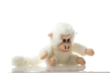 Soft Toy Baby Monkey on isolated White Backgroundの写真素材