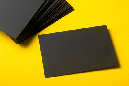 Business cards blank. Mockup on color background. Flat Lay. copy space for text.の写真素材