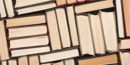 Old and used hardback books or text books from above.