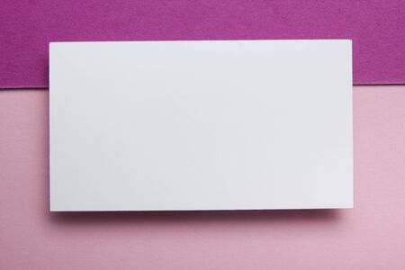 Business cards blank. Mockup on color background. Flat Lay. copy space for textの写真素材