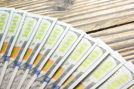 money background. american hundred dollar bills. copy spaceの写真素材
