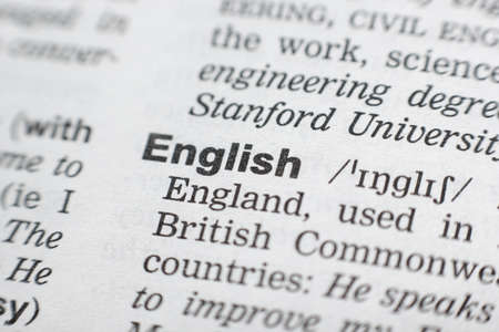 Dictionary definition of the word English. Close-up shot.の写真素材