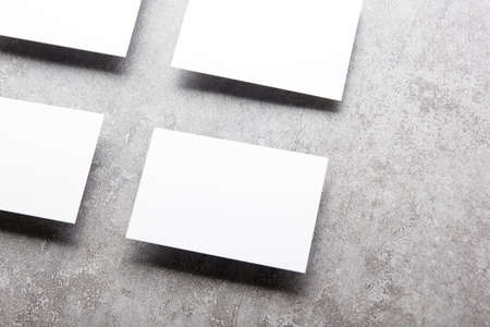 White business cards blank on textured background. Identity design, corporate templates, company...