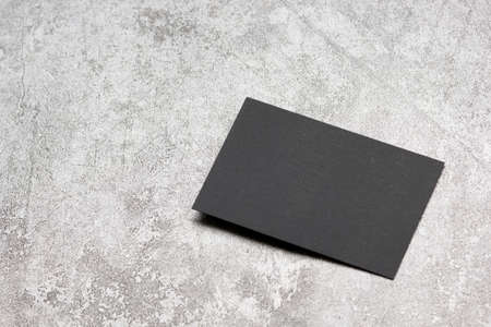 Black business cards blank on textured background. Identity design, corporate templates, company style. Flat layの写真素材