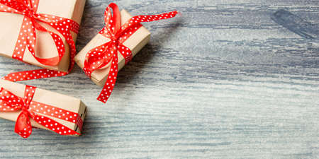 Christmas decoration background. Christmas tree and holidays ornament. Copy space