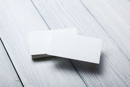 Business cards blank. Mockup on color background. Flat Lay. copy space for text.の写真素材