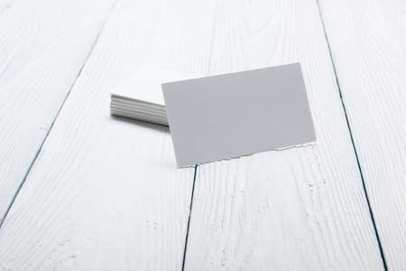 Business cards blank. Mockup on color background. Flat Lay. copy space for text.の写真素材