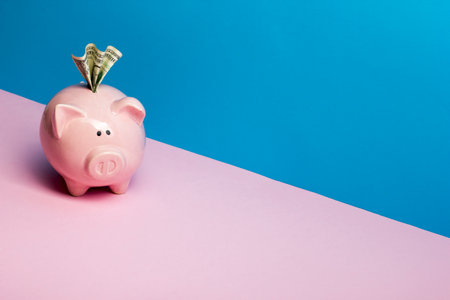 Piggy bank and dollar cash money. Business, finance, investment, saving and corruption conceptの写真素材